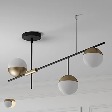 Mid Century Modern 3 Light Linear Ceiling Light ON-OFF