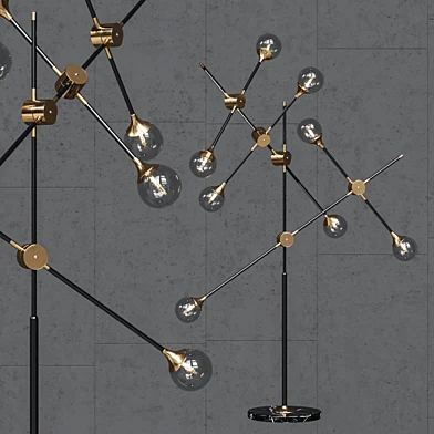 Торшер Baton FLOR LAMP black/gold 8 clear glass shades