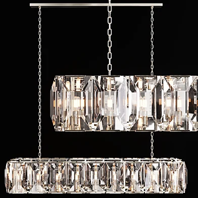 Restoration Hardware HARLOW CRYSTAL RECTANGULAR CHANDELIER 62 Nickel