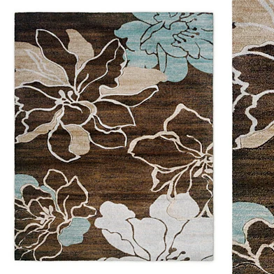 Milan Collection Brown and Turquoise Indoor Area Rug
