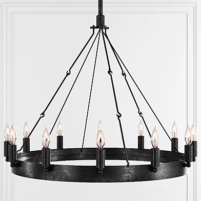 Restoration Hardware CAMINO VINTAGE CANDELABRA ROUND CHANDELIER 26 Black