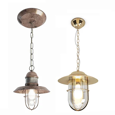 Copper and Bayonne Cage Pendant Lamps