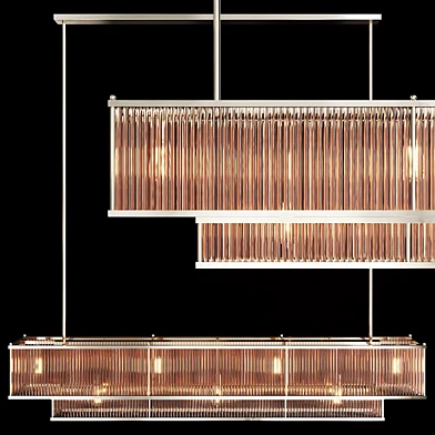 Restoration Hardware MARAIS LINEAR CHANDELIER 72 Nickel and smoke glass