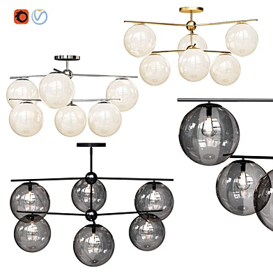 West Elm Sphere and Stem Flushmount collection 6 light Chandelier Chrome, Gold, Bronze