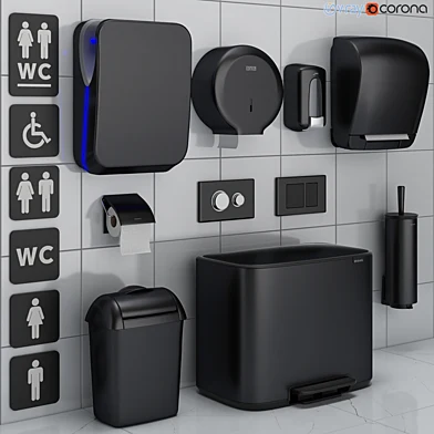 Аксессуары для санузла set 72 black (Jofel, Brabantia, Satino Black, BXG, Katrin, Viega)