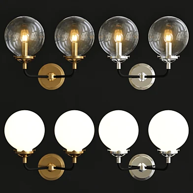 Bistro Globe Clear Glass Double Sconce Brass