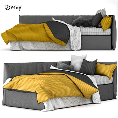 Childrens bed with decorative pillows