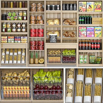 Витрина в супермаркете с продуктами, соками та специями 5