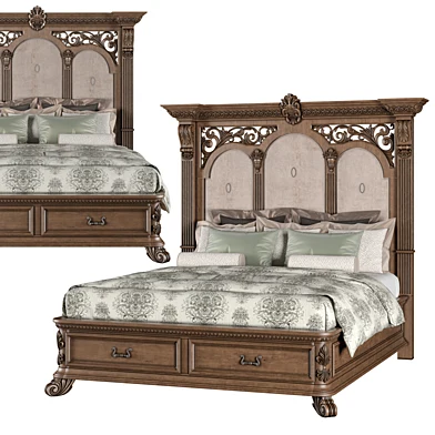 AICO FURNITURE VILLA DI COMO STORAGE BED HERITAGE FINISH (CALIFORNIA KING SIZE) (VRAY & CORONA)