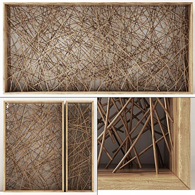 Wicker partition wall wood n2 / Плетеная перегородка из дерева