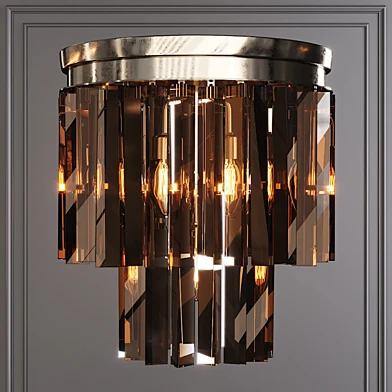 Restoration Hardware 1920S ODEON SMOKE GLASS FRINGE 2-TIER FLUSHMOUNT Nickel