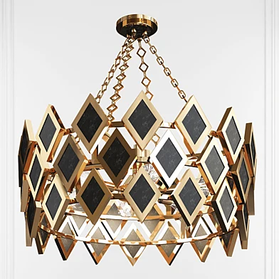 Edward Modern Brass & Black Marble Chandelier by Robert Abbey