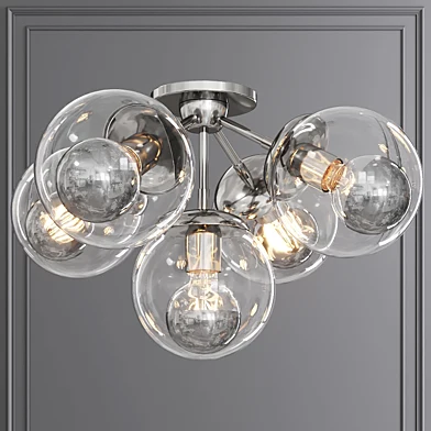 Modo Ceiling Mount 5 Globes Polished Nickel and Clear Glass