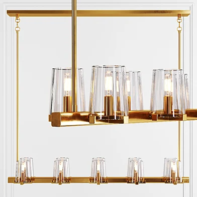 Restoration Hardware PAUILLAC LINEAR CHANDELIER 49 Glass shade and Brass