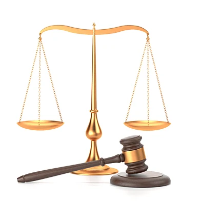 Scales of justice and gavel