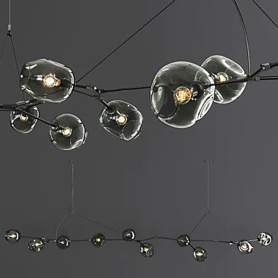 10-globe Branching Bubble Oil-rubbed Bronze and Dark Green Glass