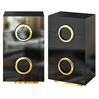 Black and gold 4-drawer accent chest dresser storage cabinet for bedroom