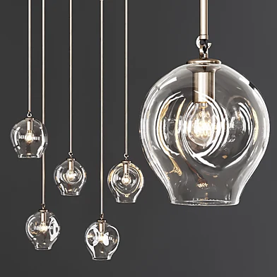 Small Bubble Pendant Vintage Brass and Clear Glass