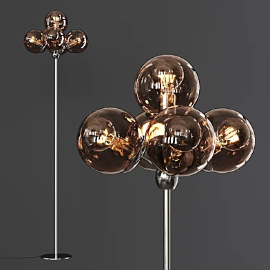Modo Floor Lamp 5 Globes Polished Nickel and Smoke Glass