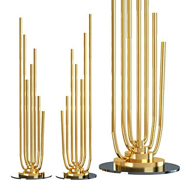 Stardust Floor Lamp in Brass and Steel with Pipe Arms