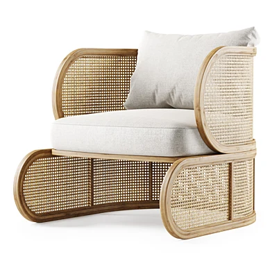Wooden rattan lounge chair C21 Butterfly / Деревянное кресло из ротанга