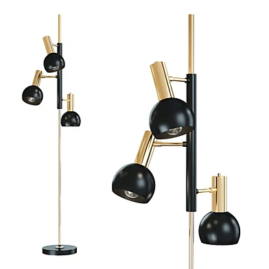 Koch & Lowy Omi Chrome and Black Metal Floor Lamp