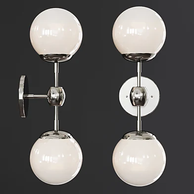 Modo Sconce 2 Globes Polished Nickel and Cream Glass