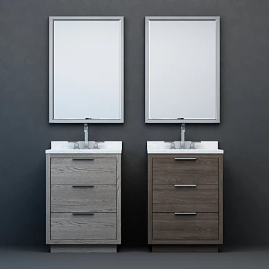 RH Modern Machinto powder vanity