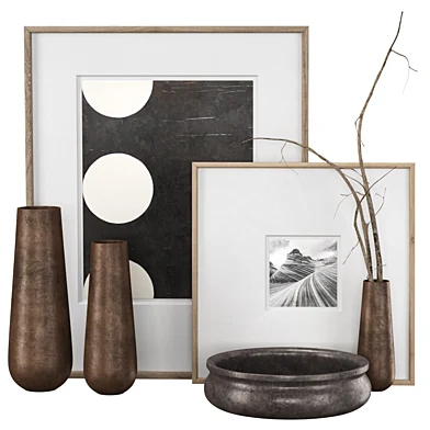 Rh Grand Hammered Metal Floor Vases with Frames / Декоративный набор с вазами