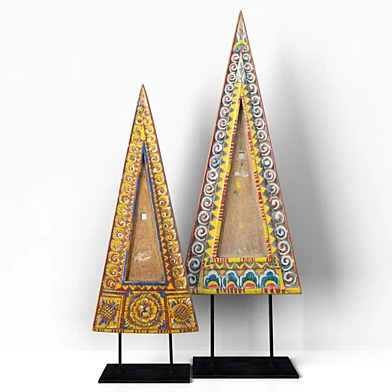 Indonesian Triangular Wood Carving