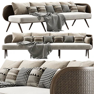Victoria large wooden rattan sofa VA30 / Садовый диван из ротанга