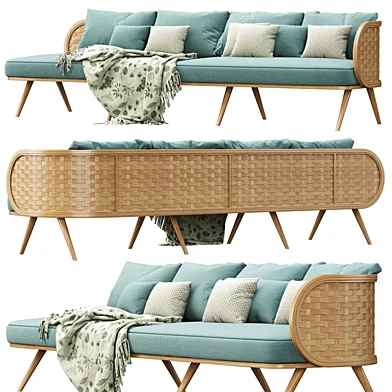 Victoria large wooden rattan sofa XY40 / Садовый диван из ротанга