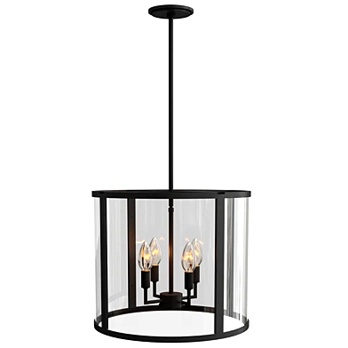 Manor Round Glass & Iron Pendant