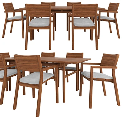 Kos Armchair by Tribu and Dining Table CH327 by Carl Hansen & Son