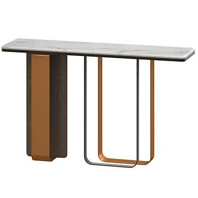 Narrow Console Table with Marble Tabletop & Metal Frame in White
