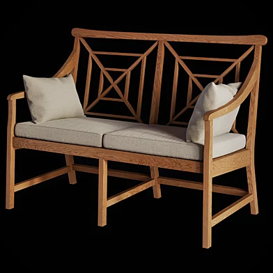 Fretwork Teak Two-Seat Garden Bench