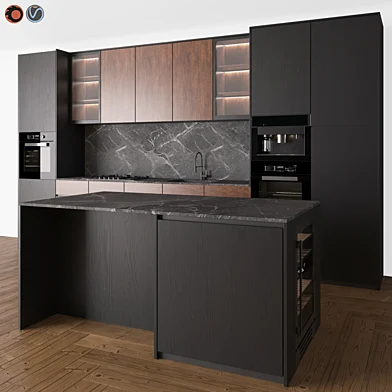 Kitchen Modern 13 Black & Wood