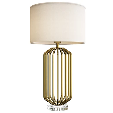 Caged gold linen shade table lamp