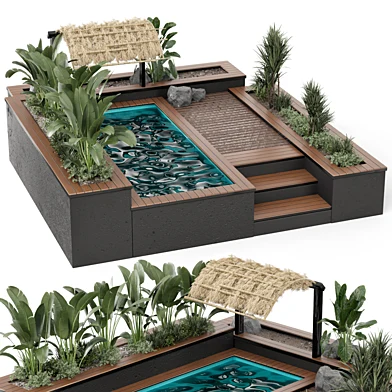Backyard and Landscape set bush and Tree with pool- Set 672