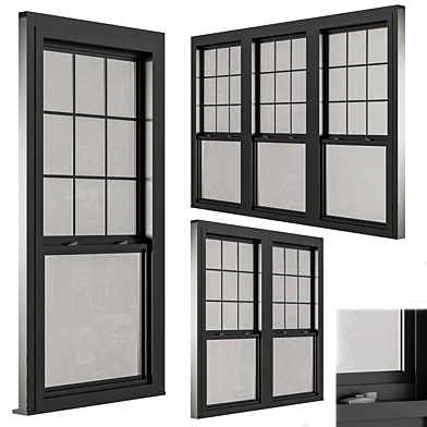 Black Double Hung Window - Windows Set 09