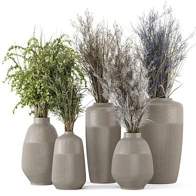 Dry Plants Bouquet Collection In Concrete Pot - Set 868