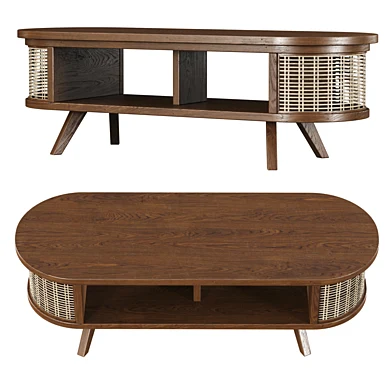 Noa wooden rattan coffee table NR01 by Bpoint Design / Кофейный столик из ротанга