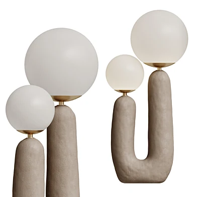 Contemporary Hand-built Ceramic Base Oo Lamp Terra