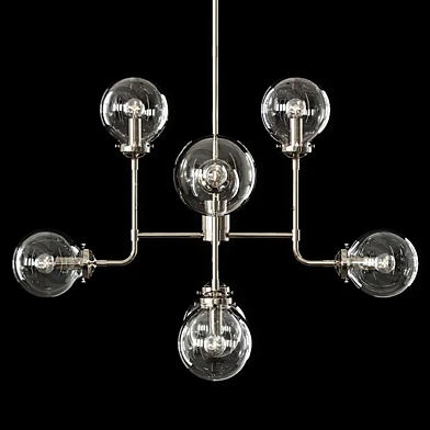 Restoration Hardware BISTRO GLOBE CLEAR GLASS CHANDELIER 8-LIGHT Nickel