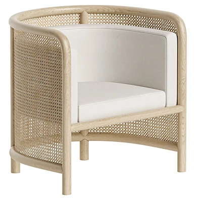 Crate & Barrel - Fields Cane Back White Wash and Natural Accent Chair