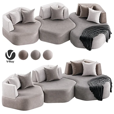 Organic Sofa Pierre in White, Cream, Brown Wool
