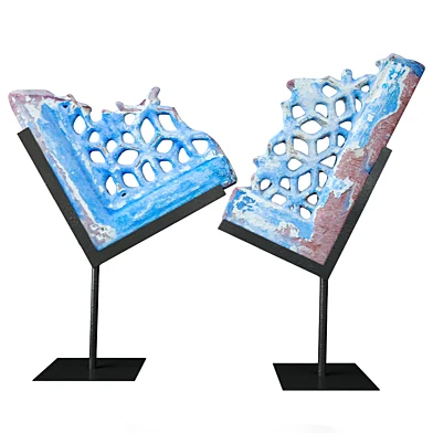 Antique Stone Jali Fragments on Stand