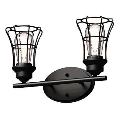 Бра          Two Light Matte Black Cage Wall Sconce              настенный светильник