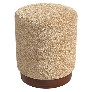Six the residence boucle pouffe with walnut plinth sand