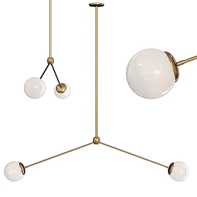Modo Pendant 2 Globes Brushed Brass and Cream Glass